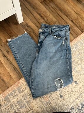 American Eagle Outfitters Women's Straight Leg Distressed Blue Jeans